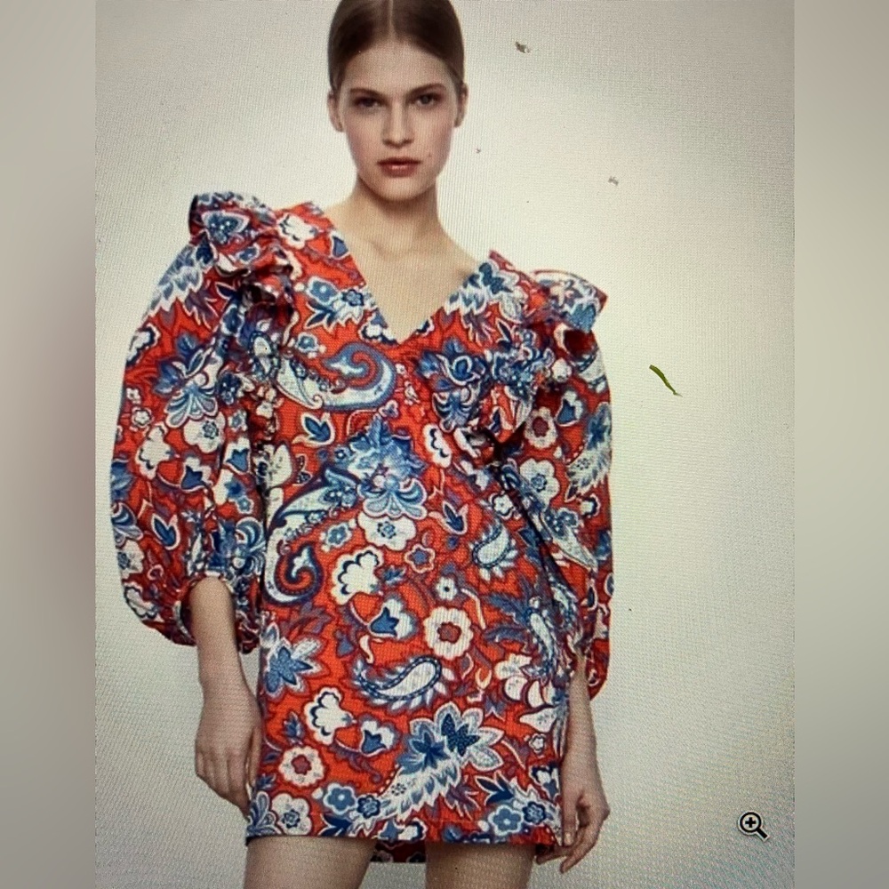 Zara Red and Blue Floral Blouse